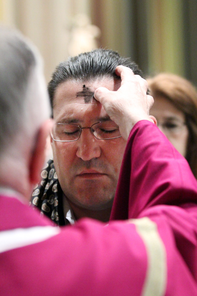 Dan DiDomenico receives ashes at the Cathedral Basilica of SS. Peter and Paul. - Ash-Wed-IMG_2712