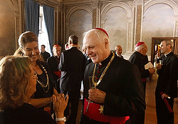 ARCHBISHOP O'BRIEN, NEW PRO-GRAND MASTER OF THE KNIGHTS OF THE HOLY SEPULCHER, MEETS STAFF IN ROME