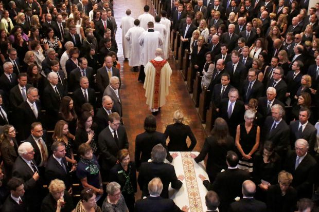 The casket with the body of Beau Biden, son of U.S. Vice President Joe Biden, is carried into St. Anthony of Padua Church in Wilmington, Del., for his June 6 funeral Mass. (CNS photo/Yuri Gripas, pool via Reuters) 