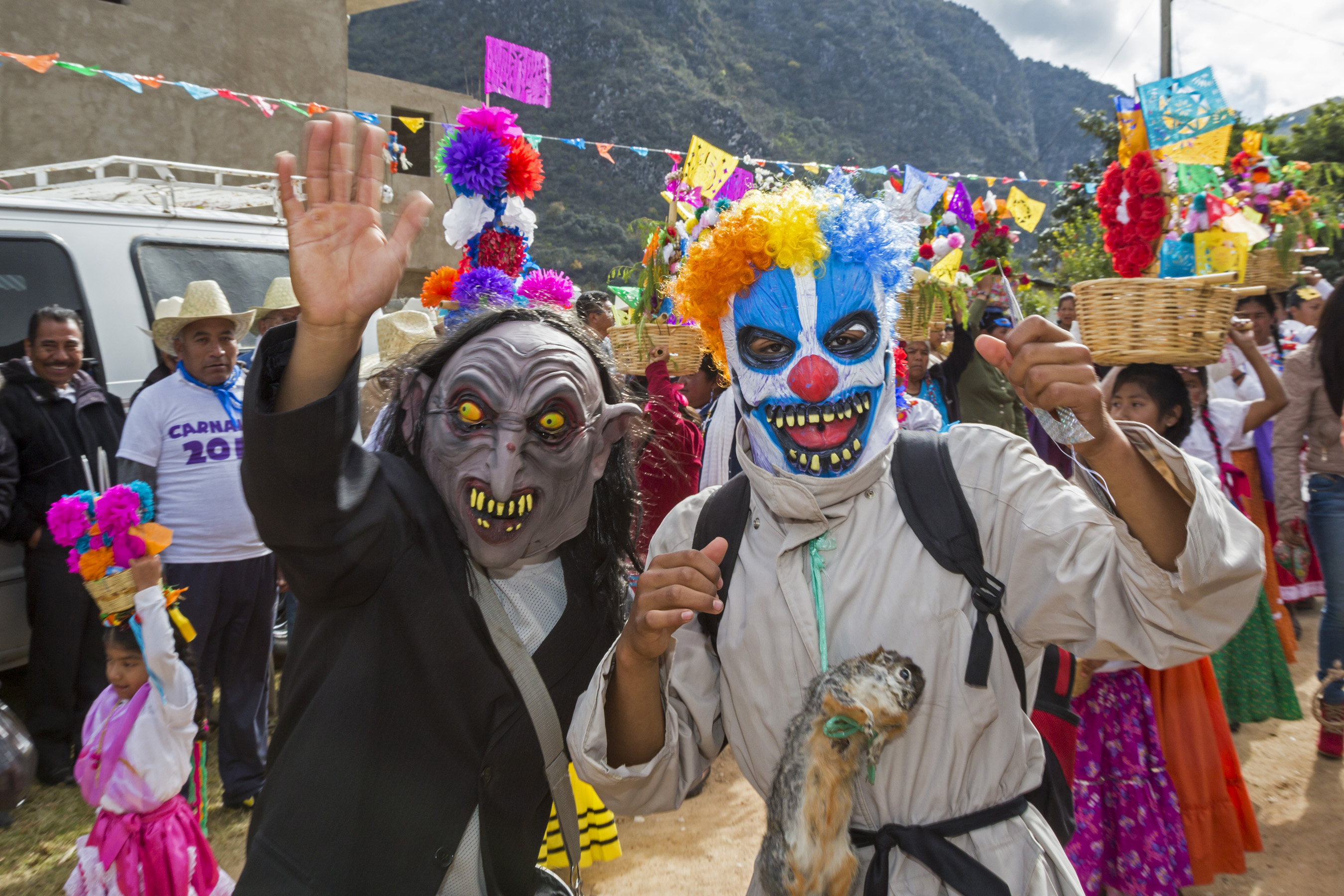 Residents of a small Mixtec mountain town participate in their annual pre-Lenten Carnival celebration Feb. 6 in Oaxaca, Mexico. (CNS photo/Jim West)