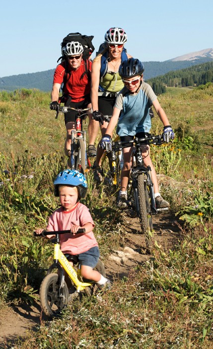 A family is seen riding bikes together in 2009. Pope Francis' postsynodal apostolic exhortation on the family, "Amoris Laetitia" ("The Joy of Love"), was released April 8. The exhortation is the concluding document of the 2014 and 2015 synods of bishops on the family.  (CNS photo/courtesy Rebecca Dussault) 