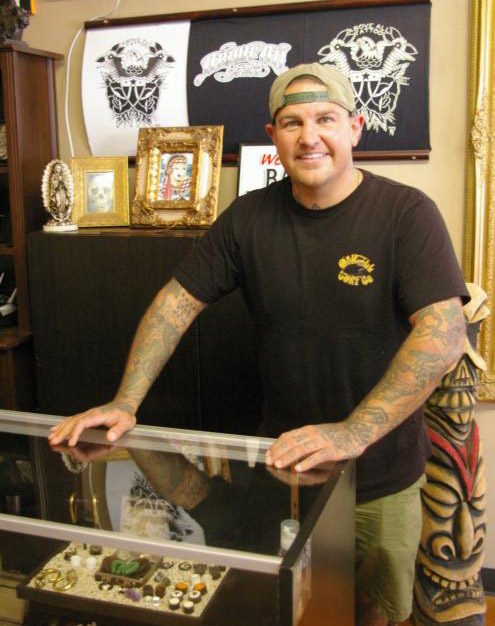 Kurt Deetjen is seen inside Above All Tattoo in San Diego, where he works as a tattoo artist.(CNS photo/Denis Grasska, The Southern Cross) 