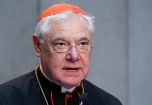 Cardinal Gerhard Muller, prefect of the Congregation for the Doctrine of the Faith, speaks during a news conference at the Vatican June 14. (CNS photo/Paul Haring) See DOCTRINE-NEW-MOVEMENTS 
