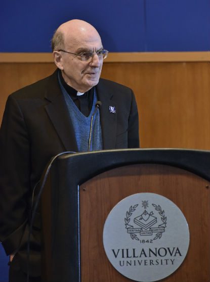 Augustinian Father Kail Ellis welcomes 160 participants to the conference he organized Dec. 5-6 at Villanova University.