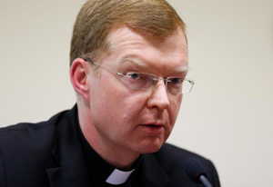 Jesuit Father Hans Zollner, a psychologist and academic vice rector at the Pontifical Gregorian University in Rome, attends a news conference at the university in this Feb. 16, 2015, file photo. (CNS photo/Paul Haring) 