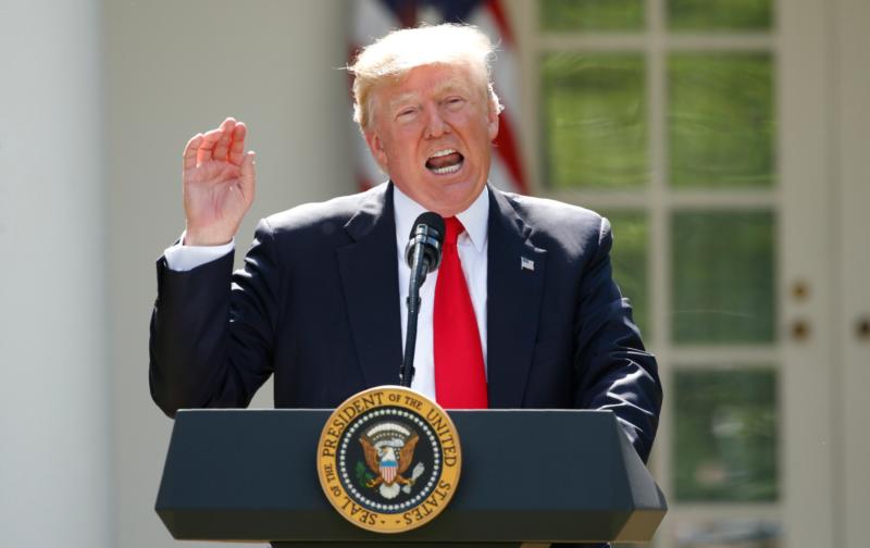 U.S. President Donald Trump announces his decision to withdraw from the Paris climate agreement at the White House in Washington June 1. (CNS photo/Kevin Lamarque, Reuters) 