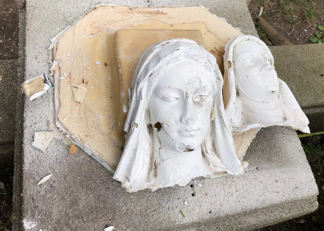 Two statues destroyed outside N.Y. Catholic church Catholic Philly