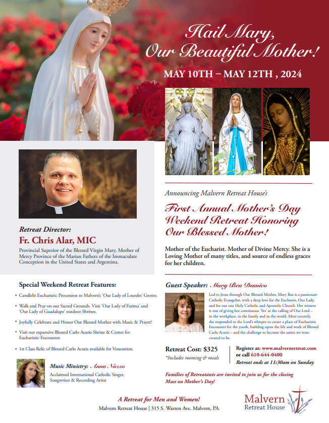 Father Chris Alar Mic To Direct Mothers Day Weekend Retreat At Malvern Retreat House