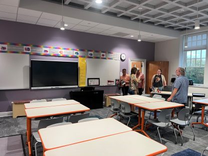 A newly rebuilt classroom at Our Mother of Consolation Catholic School in Chestnut Hill, Philadelphia.